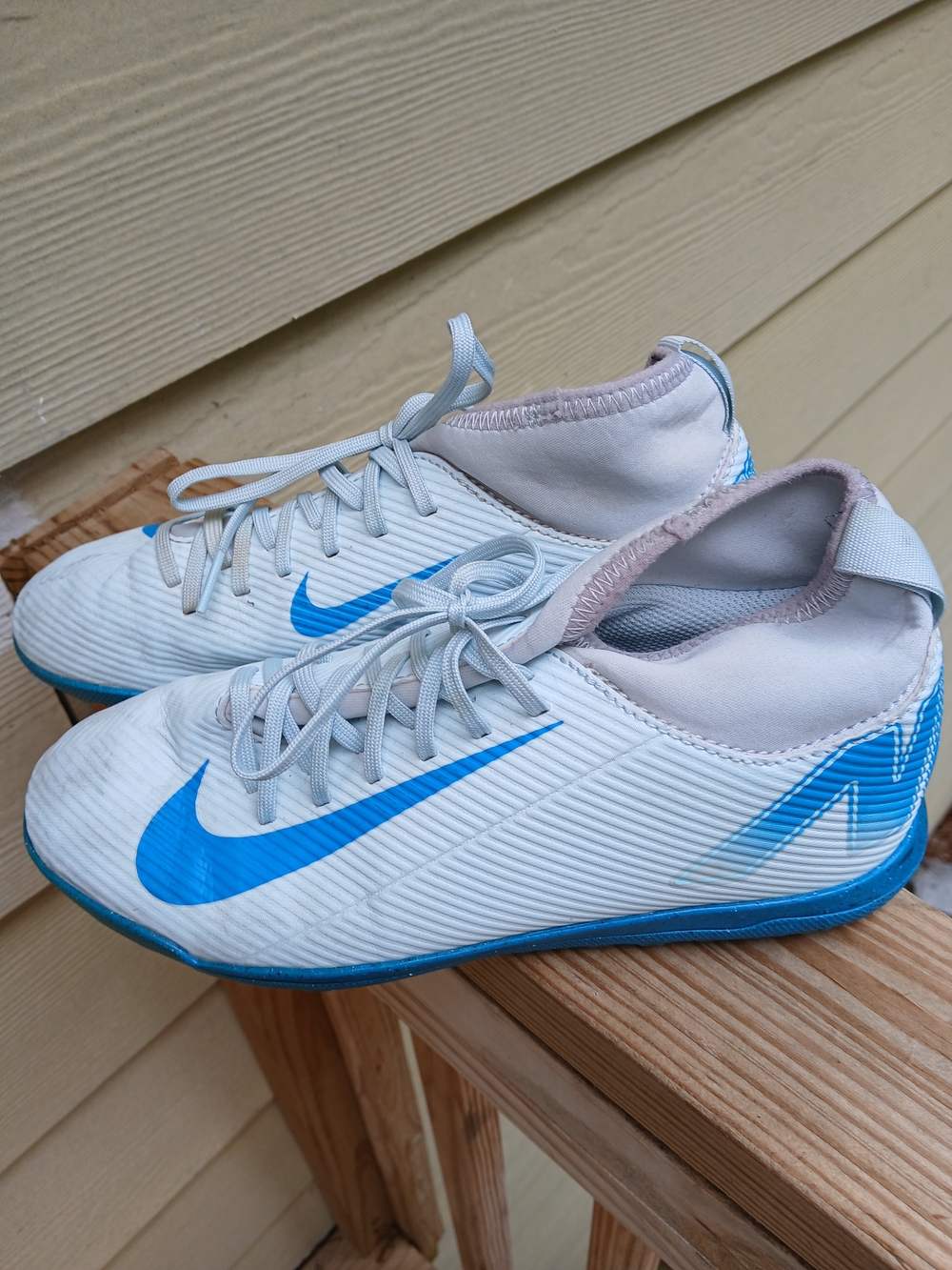 Nike Kids White and Blue Soccer Sneakers